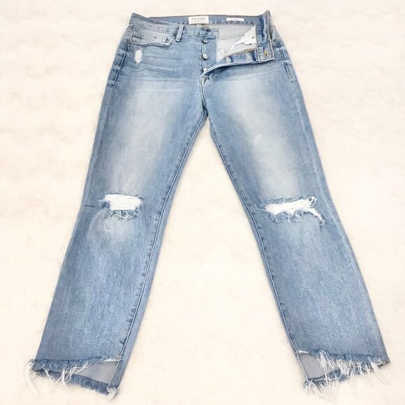 FRAME 27 Le Original High Rise Straight  Cropped Women’s Jeans Distressed McLane - Picture 5 of 13